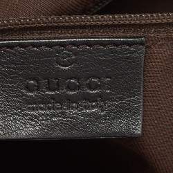 Pre Owned Gucci Beige/Black GG Canvas and Leather Medium Sukey Hobo