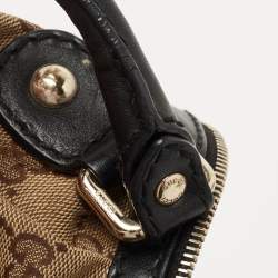 Pre Owned Gucci Beige/Black GG Canvas and Leather Medium Sukey Hobo