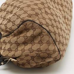 Pre Owned Gucci Beige/Black GG Canvas and Leather Medium Sukey Hobo