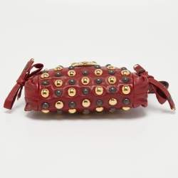 Pre Owned Gucci Red Leather Studded Babouska Hysteria Clutch