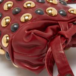 Pre Owned Gucci Red Leather Studded Babouska Hysteria Clutch