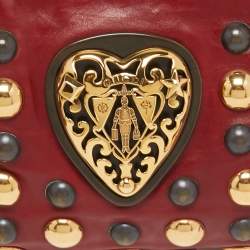 Pre Owned Gucci Red Leather Studded Babouska Hysteria Clutch