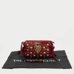 Pre Owned Gucci Red Leather Studded Babouska Hysteria Clutch