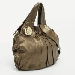 Pre Owned Gucci Olive Green Leather Small Hysteria Hobo