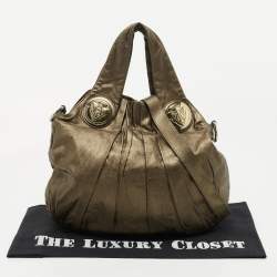 Pre Owned Gucci Olive Green Leather Small Hysteria Hobo