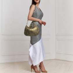 Pre Owned Gucci Olive Green Leather Small Hysteria Hobo