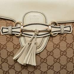Gucci Beige GG Canvas and Leather Large Emily Chain Shoulder Bag