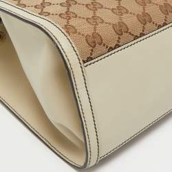 Gucci Beige GG Canvas and Leather Large Emily Chain Shoulder Bag
