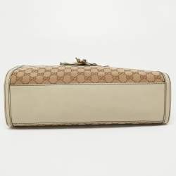 Gucci Beige GG Canvas and Leather Large Emily Chain Shoulder Bag