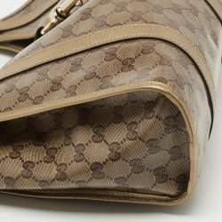 Pre Owned Gucci Gold/Beige GG Crystal Canvas and Leather Medium Joy Shoulder Bag