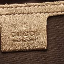 Pre Owned Gucci Gold/Beige GG Crystal Canvas and Leather Medium Joy Shoulder Bag