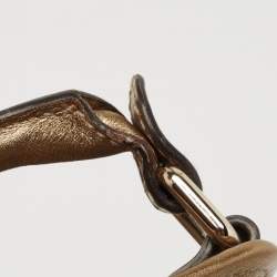 Pre Owned Gucci Gold/Beige GG Crystal Canvas and Leather Medium Joy Shoulder Bag