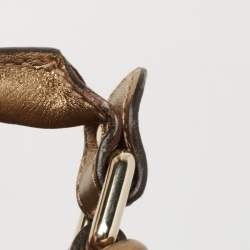 Pre Owned Gucci Gold/Beige GG Crystal Canvas and Leather Medium Joy Shoulder Bag