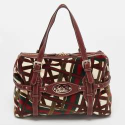 Pre Owned حقيبة بوسطن غوتشي الذكرى الخامسة والثمانون جلد غوتشيسيما أحمر متوسطة