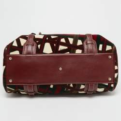 Pre Owned حقيبة بوسطن غوتشي الذكرى الخامسة والثمانون جلد غوتشيسيما أحمر متوسطة