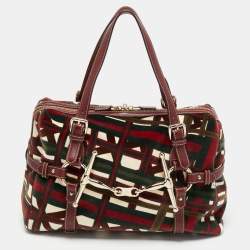 Pre Owned حقيبة بوسطن غوتشي الذكرى الخامسة والثمانون جلد غوتشيسيما أحمر متوسطة