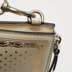 Gucci Off White/Gold Leather Guccy Zip Wristlet Pouch