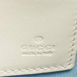 Gucci Off White/Gold Leather Guccy Zip Wristlet Pouch