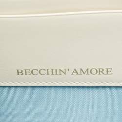 Gucci Off White/Gold Leather Guccy Zip Wristlet Pouch