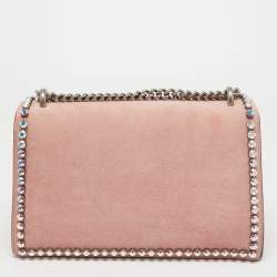 Pre Owned Gucci Pink Suede and Leather Small Dionysus Crystal Embellished Shoulder Bag