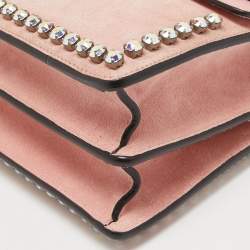 Pre Owned Gucci Pink Suede and Leather Small Dionysus Crystal Embellished Shoulder Bag