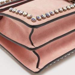 Pre Owned Gucci Pink Suede and Leather Small Dionysus Crystal Embellished Shoulder Bag