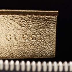 Pre Owned Gucci Metallic Gold/Black Leather Mini Guccy Dome Crossbody Bag