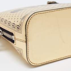 Pre Owned Gucci Metallic Gold/Black Leather Mini Guccy Dome Crossbody Bag