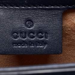 Pre Owned Gucci Blue Leather Medium Sylvie Top Handle Bag
