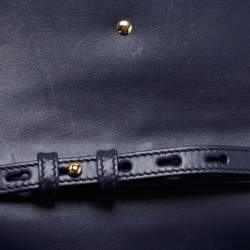 Pre Owned Gucci Blue Leather Medium Sylvie Top Handle Bag