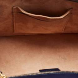 Pre Owned Gucci Blue Leather Medium Sylvie Top Handle Bag