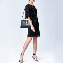 Pre Owned Gucci Blue Leather Medium Sylvie Top Handle Bag