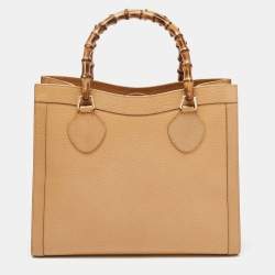 Pre Owned Gucci Tan Leather Medium Diana Tote