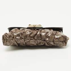 Pre Owned Gucci Beige GG Crystal Canvas Babouska Heart Chain Clutch