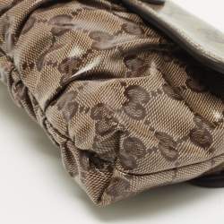 Pre Owned Gucci Beige GG Crystal Canvas Babouska Heart Chain Clutch