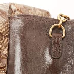 Pre Owned Gucci Beige GG Crystal Canvas Babouska Heart Chain Clutch