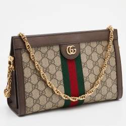 Pre Owned Gucci Beige/Brown GG Supreme Canvas Ophidia Shoulder Bag