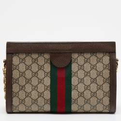 Pre Owned Gucci Beige/Brown GG Supreme Canvas Ophidia Shoulder Bag
