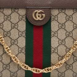Pre Owned Gucci Beige/Brown GG Supreme Canvas Ophidia Shoulder Bag