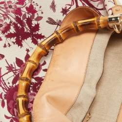 Pre Owned Gucci Multicolor Floral Print Canvas and Leather Peggy Bamboo Handle Hobo