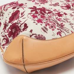 Pre Owned Gucci Multicolor Floral Print Canvas and Leather Peggy Bamboo Handle Hobo