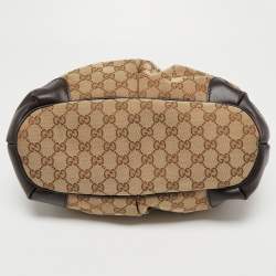 Pre Owned Gucci Beige/Ebony GG Canvas Medium Sukey Tote