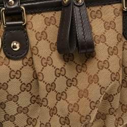Pre Owned Gucci Beige/Ebony GG Canvas Medium Sukey Tote