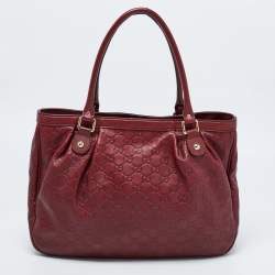 Pre Owned Gucci Red Guccissima Leather Sukey Tote