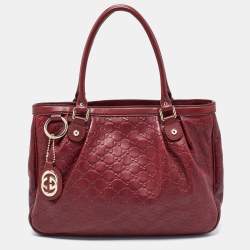 Pre Owned Gucci Red Guccissima Leather Sukey Tote