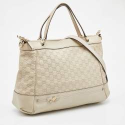 Pre Owned Gucci Off White Guccisima Leather Mayfair Tote