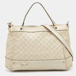 Pre Owned Gucci Off White Guccisima Leather Mayfair Tote