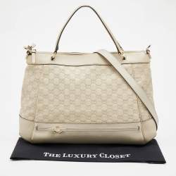 Pre Owned Gucci Off White Guccisima Leather Mayfair Tote