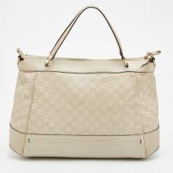 Pre Owned Gucci Off White Guccisima Leather Mayfair Tote