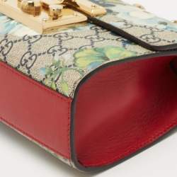 Pre Owned Gucci Multicolor GG Supreme Blooms Canvas and Leather Small Padlock Shoulder Bag